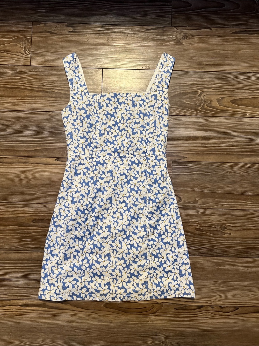 Altar'd State Blue & White Floral Square-Neck Mini Dress